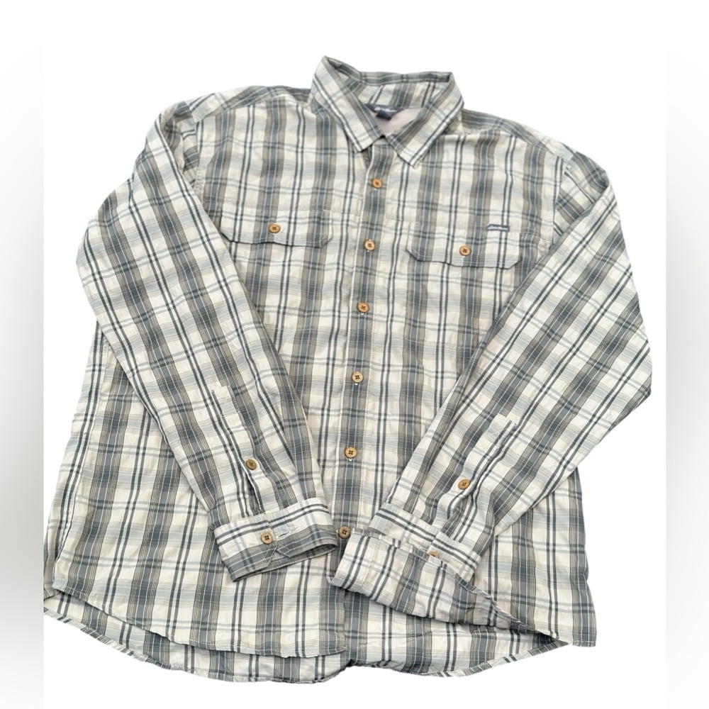 Eddie Bauer Gray Plaid Travel Casual Button-Down Shirt Sise L - Picture 4 of 6